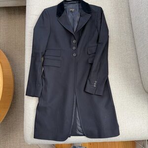 Pauw Amsterdam 100% Virgin Wool Longline Blazer Coat Size 3 (Large), Navy Blue